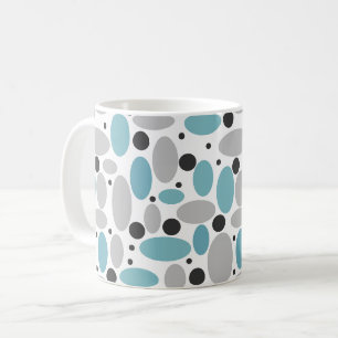 blaue graue Bohnen-Polka-Punkt Retro-Muster-Homede Kaffeetasse
