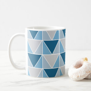 Blaue graue geometrische Dreiecke Geometrisch Kaffeetasse