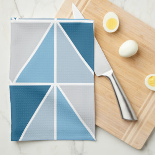 Blaue graue geometrische Dreiecke Geschirrtuch
