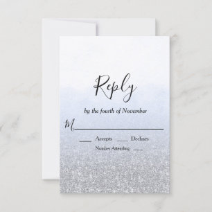 Blaue Graue Glitter-Hochzeits-RSVP RSVP Karte