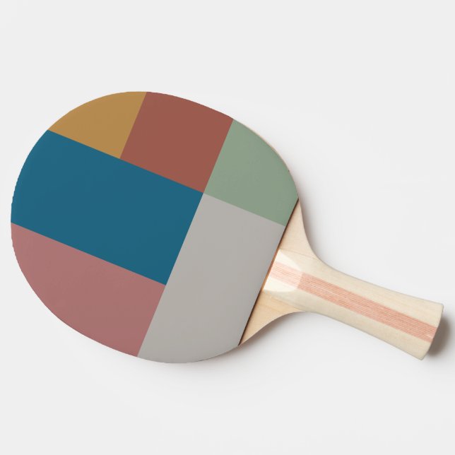 Blaue Graue grüne Terracotta-Farbblock Tischtennis Schläger (Seitenansicht)