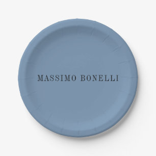 Blaue Graue Minimalistische Einfache Lesbare Moder Pappteller