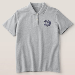 Blaue Graue Monogramm Bestickte Damen 