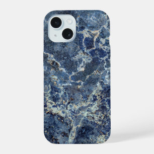 Blaue Graue Schwarze Marmor & Beige Adern iPhone 15 Hülle