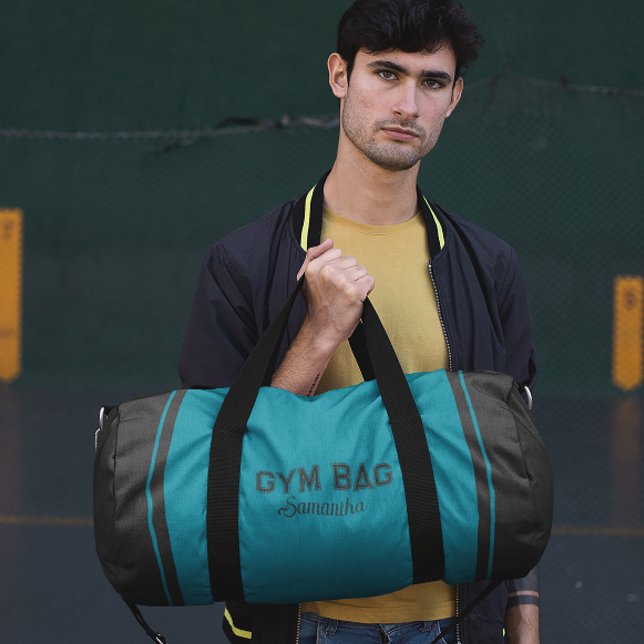 Blaue & Graue Sport-Typografie-Turnbeutel mit indi Duffle Bag (Von Creator hochgeladen)