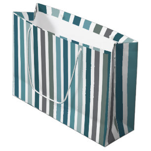 Blaue Graue Streifen Große Geschenktüte