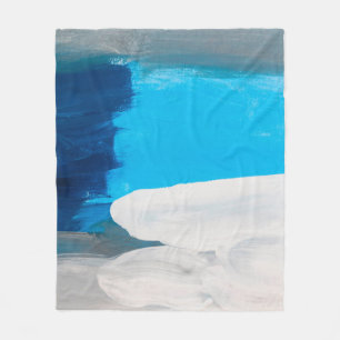 Blaue, graue und weiße abstrakte Kunstmalerei Hint Fleecedecke