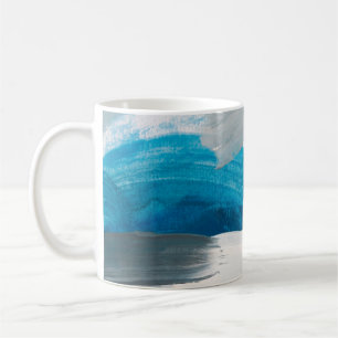 Blaue, graue und weiße abstrakte Kunstmalerei Hint Kaffeetasse