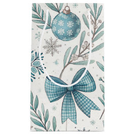 BLAUE & GRAUE WEIHNACHTSKUGELN & SCHLEIFEN KLEINE GESCHENKTÜTE