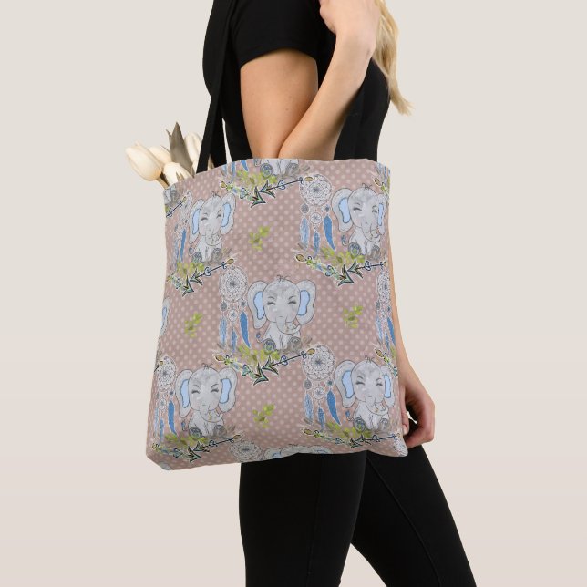 BLAUE & GRAY BOHO BABY ELEPHANT & DREAMCATCHER TASCHE (Von Nahem)