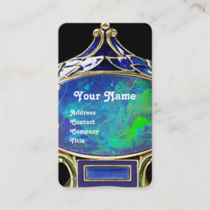 BLAUE GREEN OPAL, ART NOUVEAU GOLD JEWEL MONOGRAM VISITENKARTE