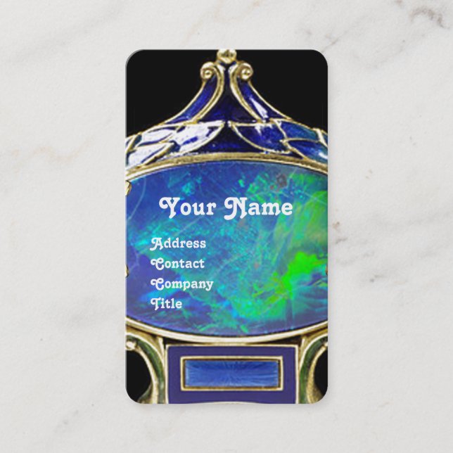 BLAUE GREEN OPAL, ART NOUVEAU GOLD JEWEL MONOGRAM VISITENKARTE (Vorderseite)