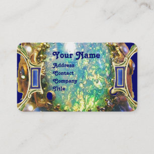 BLAUE GREEN OPAL ,ART NOUVEAU GOLD JEWEL MONOGRAM VISITENKARTE