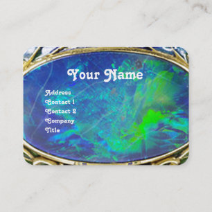 BLAUE GREEN OPAL ,ART NOUVEAU GOLD JEWEL MONOGRAM VISITENKARTE