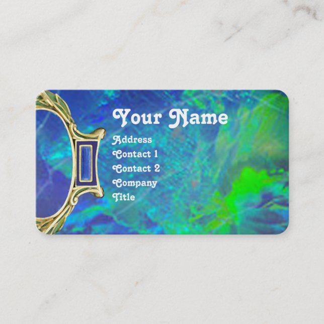BLAUE GREEN OPAL ,ART NOUVEAU GOLD JEWEL MONOGRAM VISITENKARTE (Vorderseite)