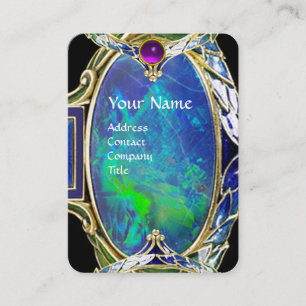 BLAUE GREEN OPAL ,ART NOUVEAU GOLD JEWEL MONOGRAM VISITENKARTE