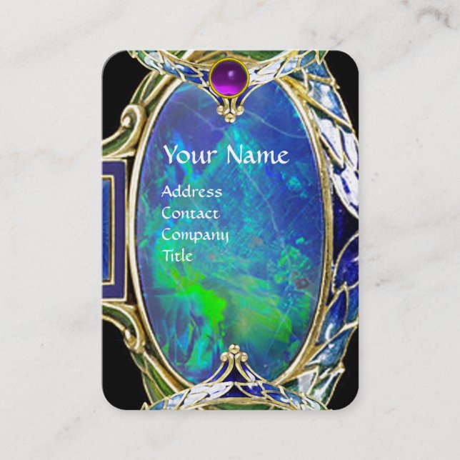 BLAUE GREEN OPAL ,ART NOUVEAU GOLD JEWEL MONOGRAM VISITENKARTE (Vorderseite)