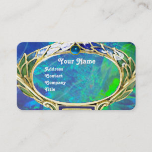 BLAUE GREEN OPAL ,ART NOUVEAU GOLD JEWEL MONOGRAM VISITENKARTE