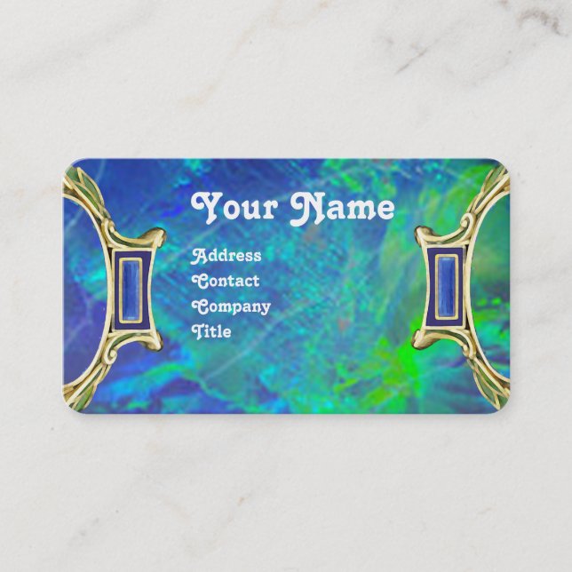 BLAUE GREEN OPAL ,ART NOUVEAU GOLD JEWEL MONOGRAM VISITENKARTE (Vorderseite)