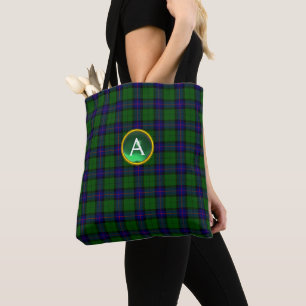 BLAUE GREEN SCOTT ARMSTRONG TARTAN GEM MONOGRAMM TASCHE