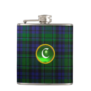 BLAUE GREEN SCOTTISH TARTAN EMERALD GEM MONOGRAM FLACHMANN