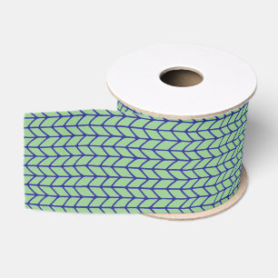 BLAUE GREEN STRICK 3" Grosgrain Ribbon Ripsband