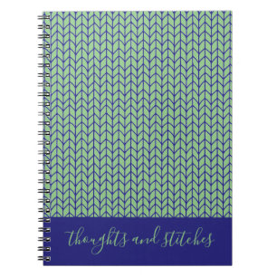BLAUE GREEN STRICK 6.5x8.75 SpiralNotebook + Text Notizblock