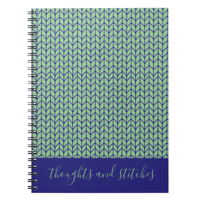 BLAUE GREEN STRICK 6.5x8.75 SpiralNotebook + Text Notizblock (Vorderseite)