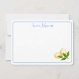 Blaue Grenze Handgemalt Amalfi Lemonen NAME Dankeskarte