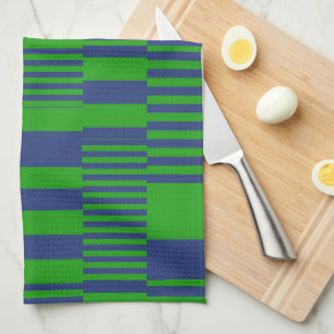 Blaue Grün Patchwork Streifen Design  Geschirrtuch