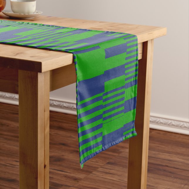 Blaue Grün Patchwork Streifen Design  Kurzer Tischläufer (Beispiel)