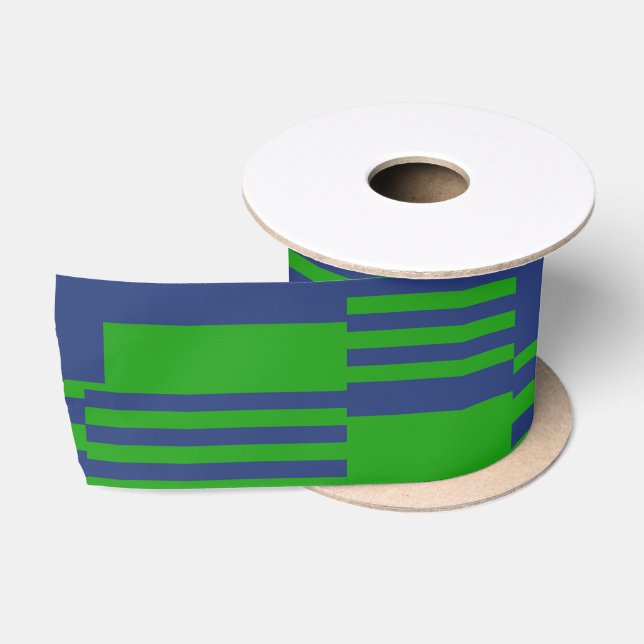 Blaue Grün Patchwork Streifen Design  Satinband (Spule)