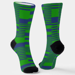 Blaue Grün Patchwork Streifen Design  Socken