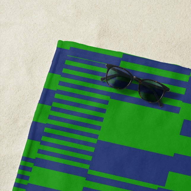 Blaue Grün Patchwork Streifen Design  Strandtuch (Beispiel)