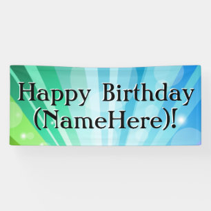 Blaue/Grün-personalisierte Geburtstags-Party-Fahn Banner