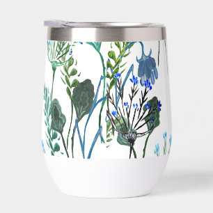 Blaue Grüne Aquarell-Wildblume 