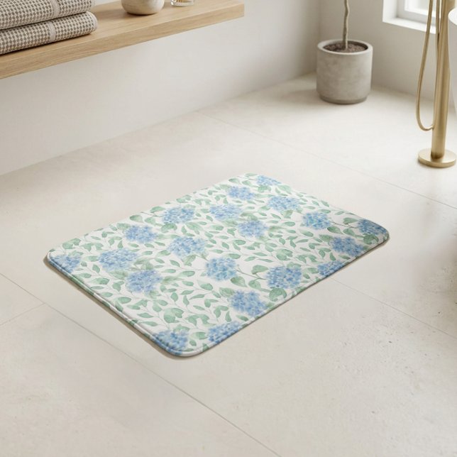 Blaue grüne Aquarell-Wildblume Badematte (Blue Green Watercolor Wildflower Bath Mat)