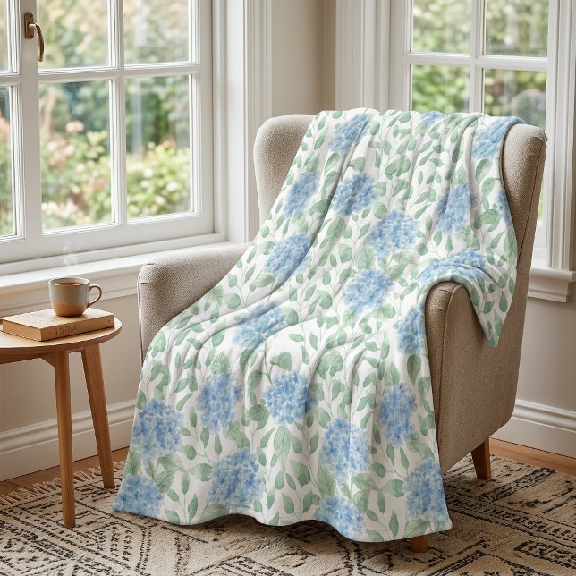 Blaue Grüne Aquarell-Wildblume Fleecedecke (Blue Green Watercolor Wildflower Fleece Blanket)