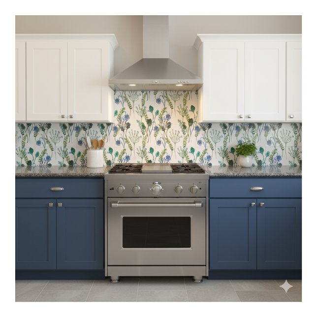 Blaue Grüne Aquarell-Wildblumen-Keramikfliese Fliese (Von Creator hochgeladen)