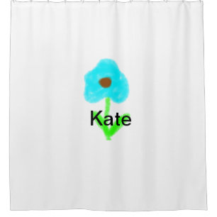 Blaue grüne Aquarellfarbe fügt dem Text einen eige Duschvorhang