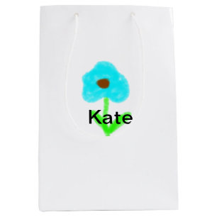 Blaue grüne Aquarellfarbe fügt dem Text einen eige Mittlere Geschenktüte