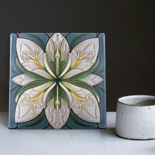 Blaue grüne Art Deco Blumen Wanddekoration Art Nou Fliese