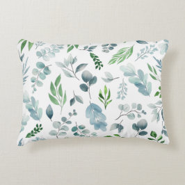 Blaue grüne Blätter Botanische Foliage Dekokissen