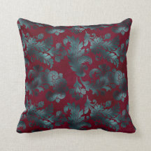 Blaue grüne Blume auf Rot Wein