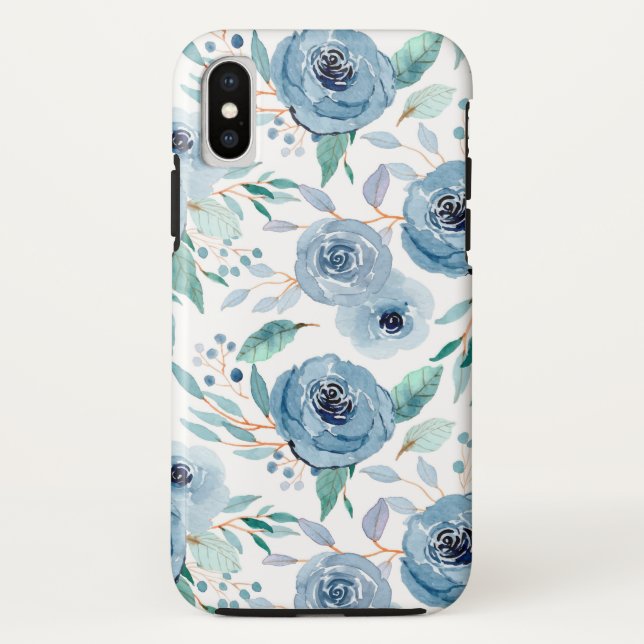 Blaue grüne Flora Case-Mate iPhone Hülle (Rückseite)