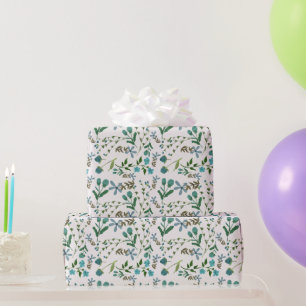 Blaue Grüne Florale Blumen Geschenk für Sie Wasser Geschenkpapier