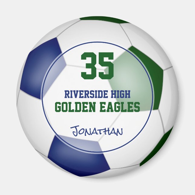 Blaue grüne Fußballmannschaft Farben Namen des Ath Magnet (Vorne)