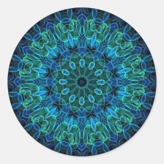 Blaue Grüne Gemeine Kaleidoskop Runder Aufkleber