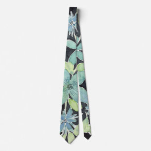 Blaue Grüne Handbemalte Florale Hochzeit Krawatte