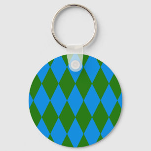 Blaue grüne Harlekin-Karodesign  Schlüsselanhänger